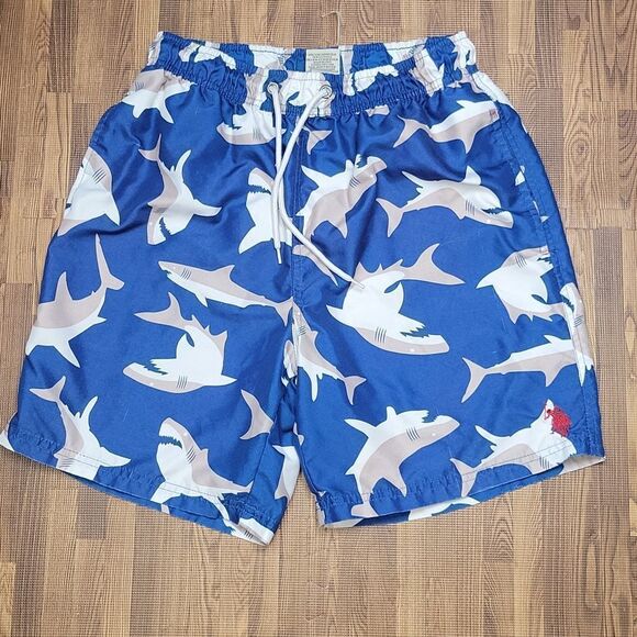 U.S Polo Assn. Shark Print Swim Trunks Size Boys Medium - Picture 1 of 14